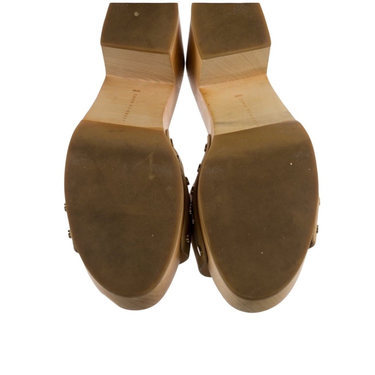 Veronica Beard Suede Studded Accent Platform Block Heel Clogs Slides Tan Siz 10