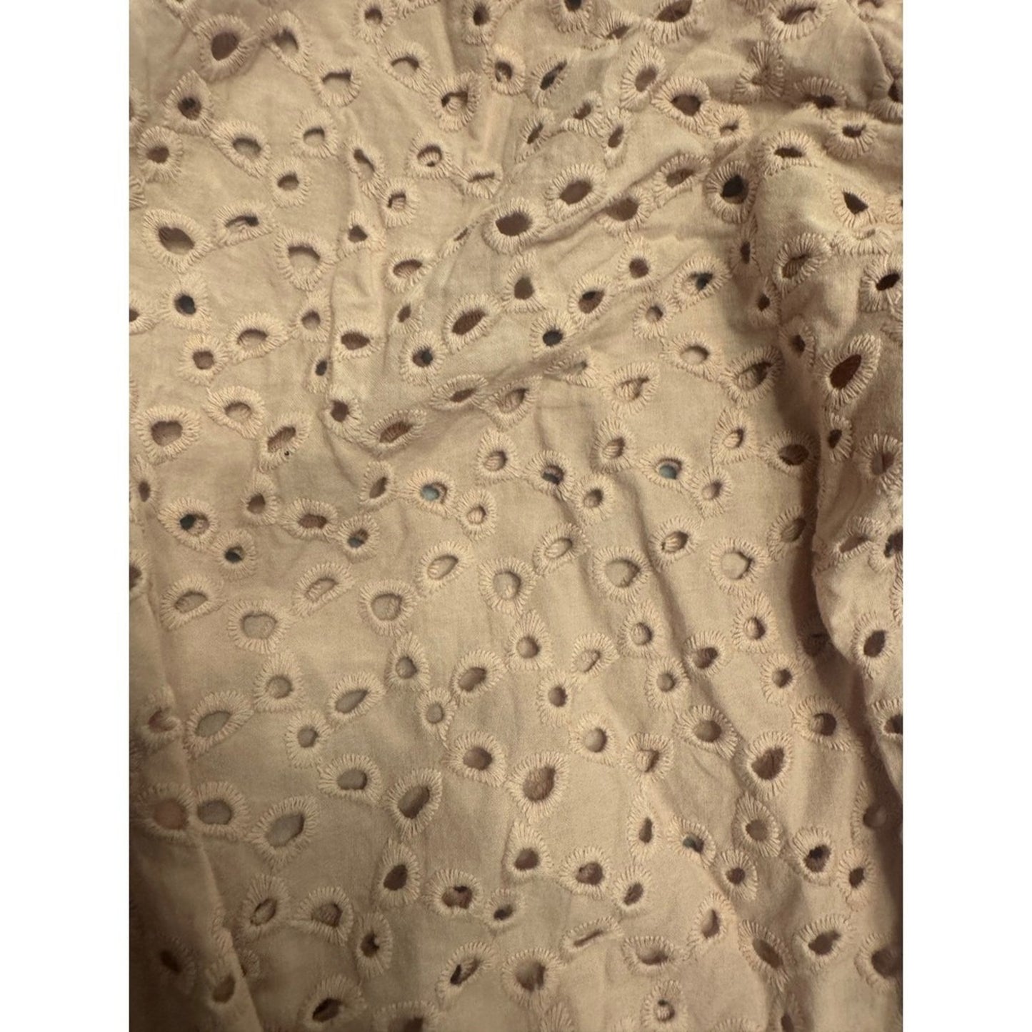 Velvet Graham Spencer Eyelet Wrap Dress XS Pink Beige Made in USA Puff Sleeve