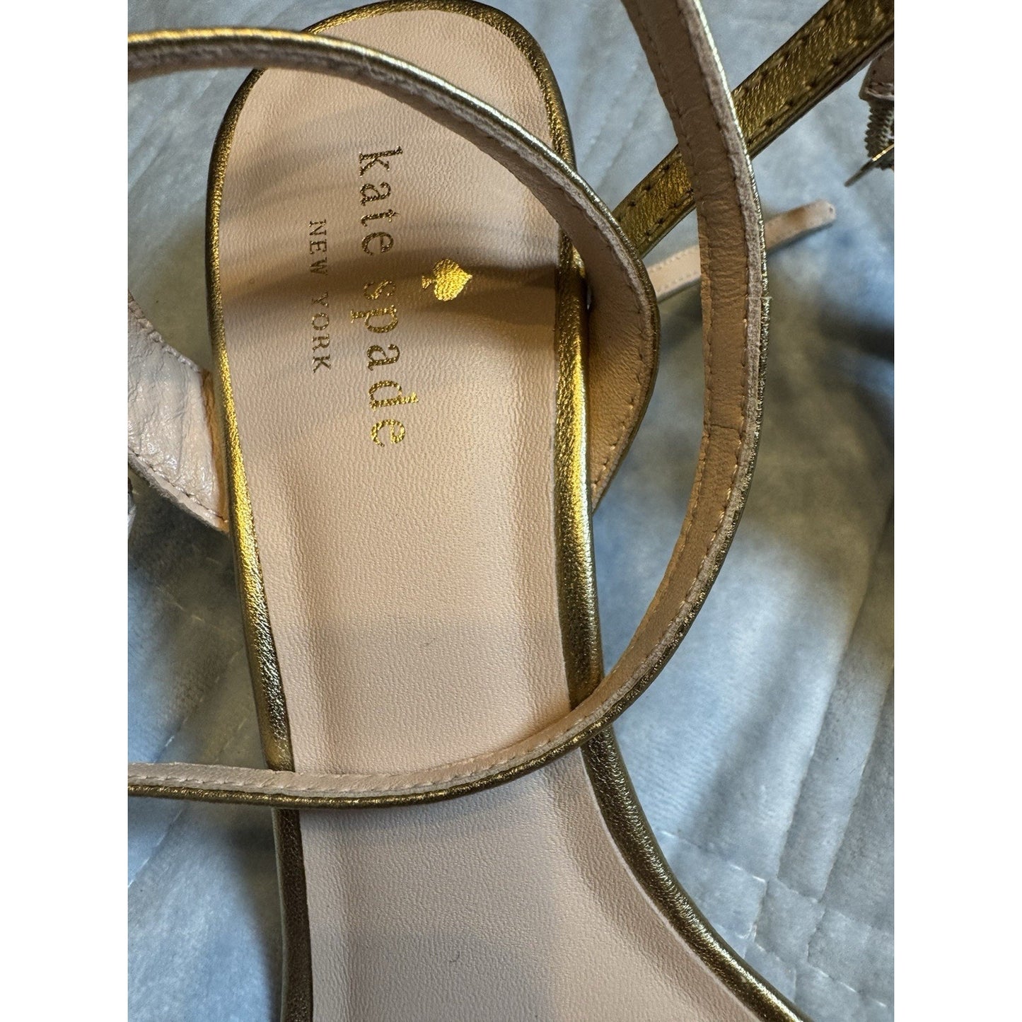 Kate Spade Jasmyne Gold Silver Metallic Leather High Heel Sandals Women Sz 8