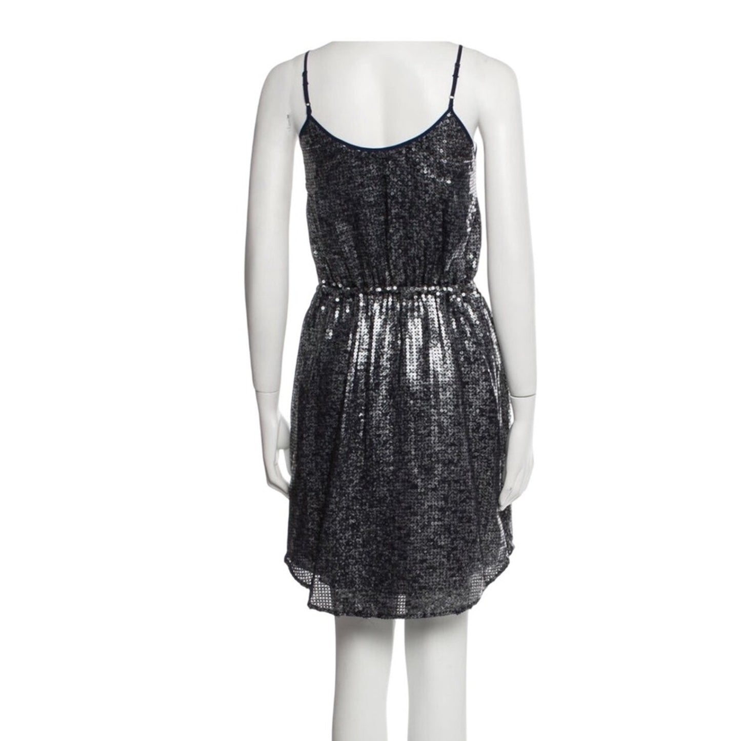 Rebecca Taylor Silver Sequin Scoop-Neck Mini Dress – Size Medium (US 8)