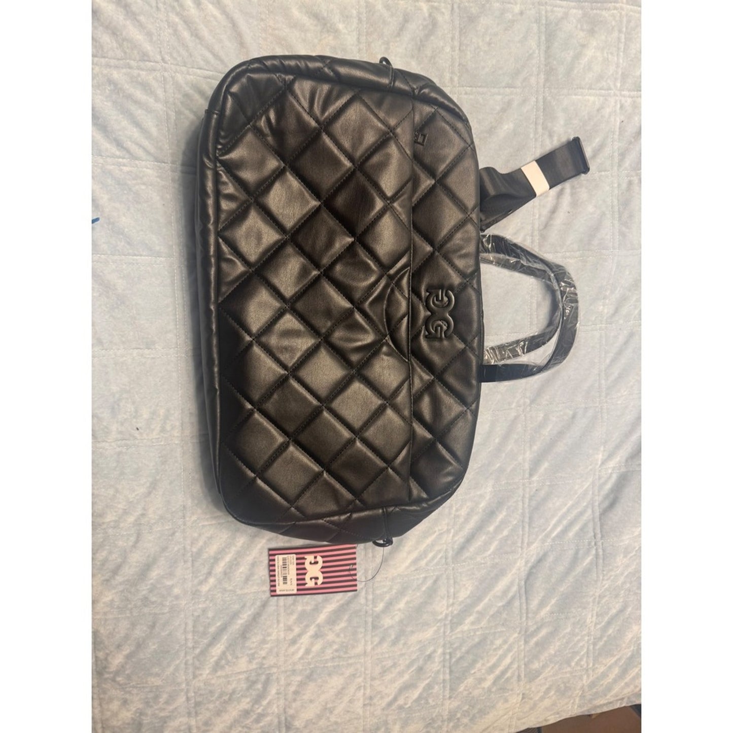 Gilda Paris Quilted Weekender Bag Black Oversized Carryall Travel Tote NWT $229