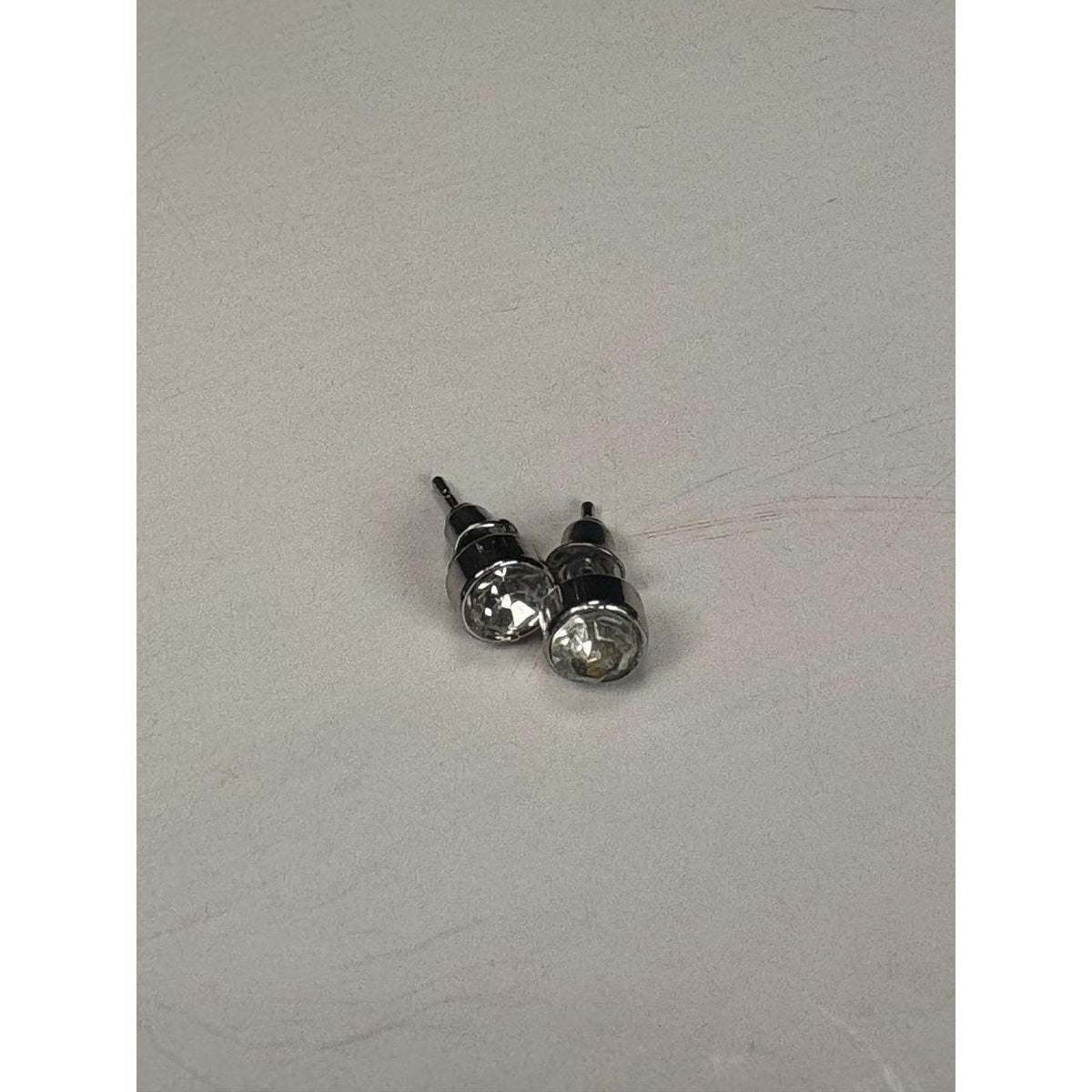 Gold-Tone Clear Faceted Gemstone Stud Earrings