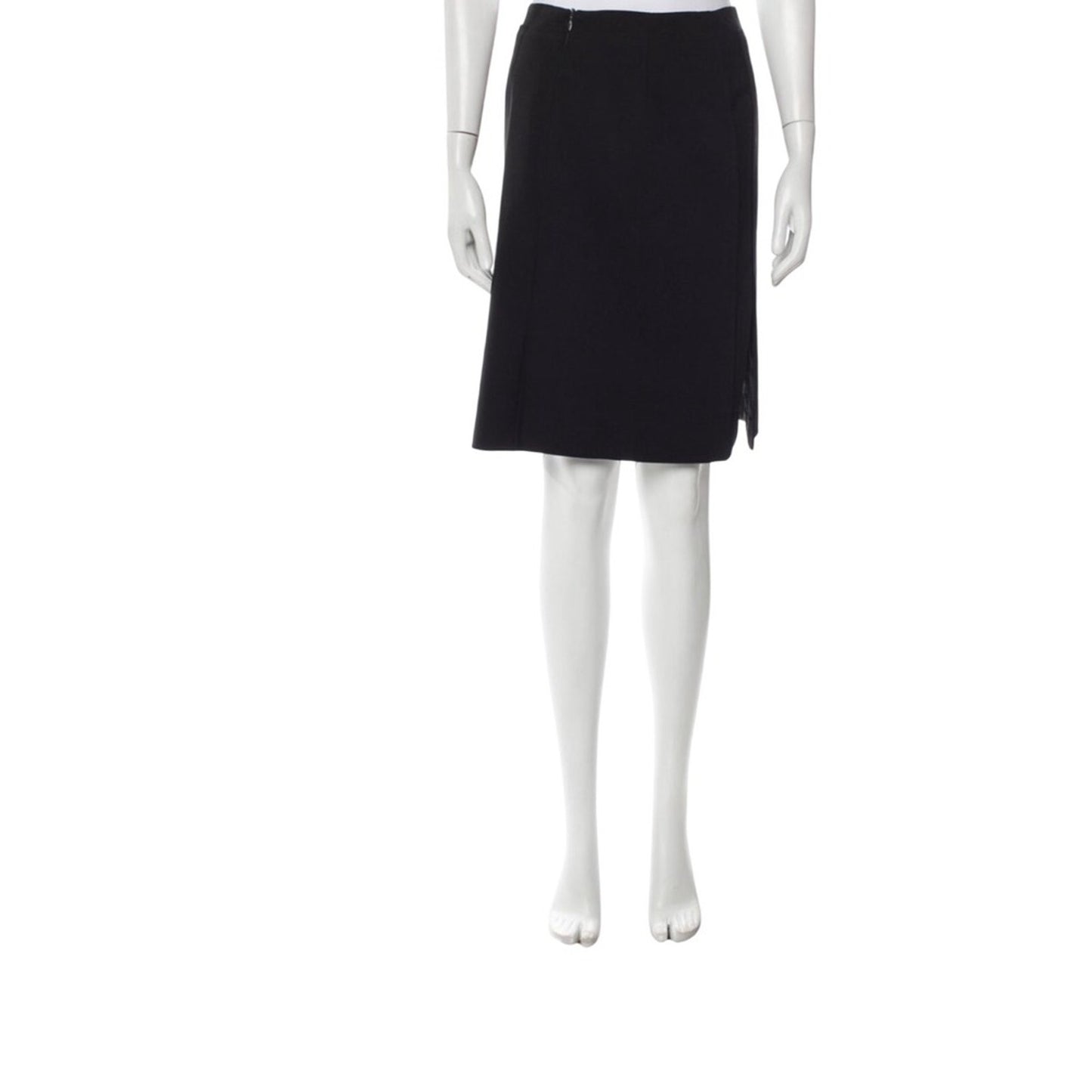 Giorgio Armani Black Virgin Wool Knee Length Skirt Size M