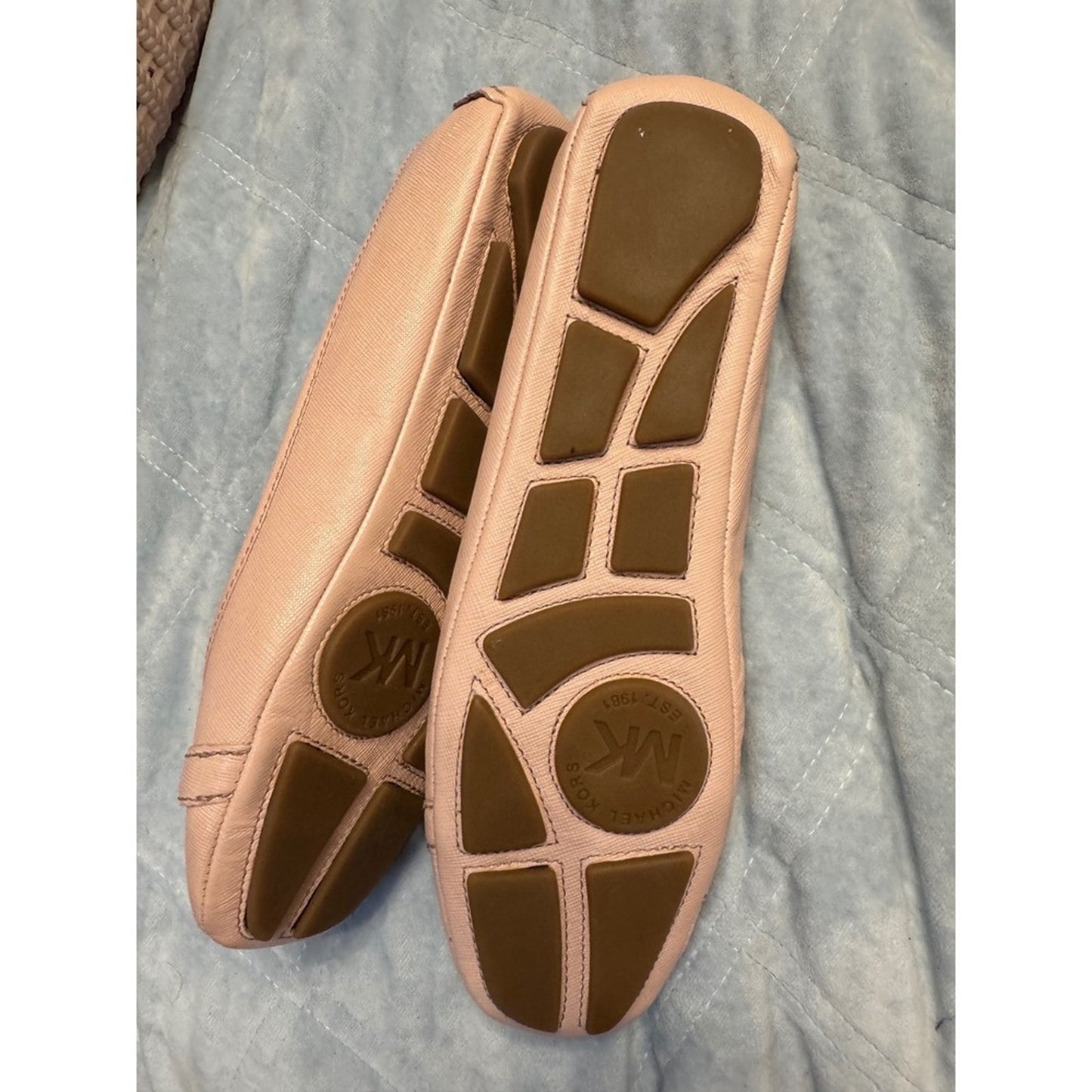 Michael Kors Pink Leather Ballet Flats MK Logo Slip On Loafers