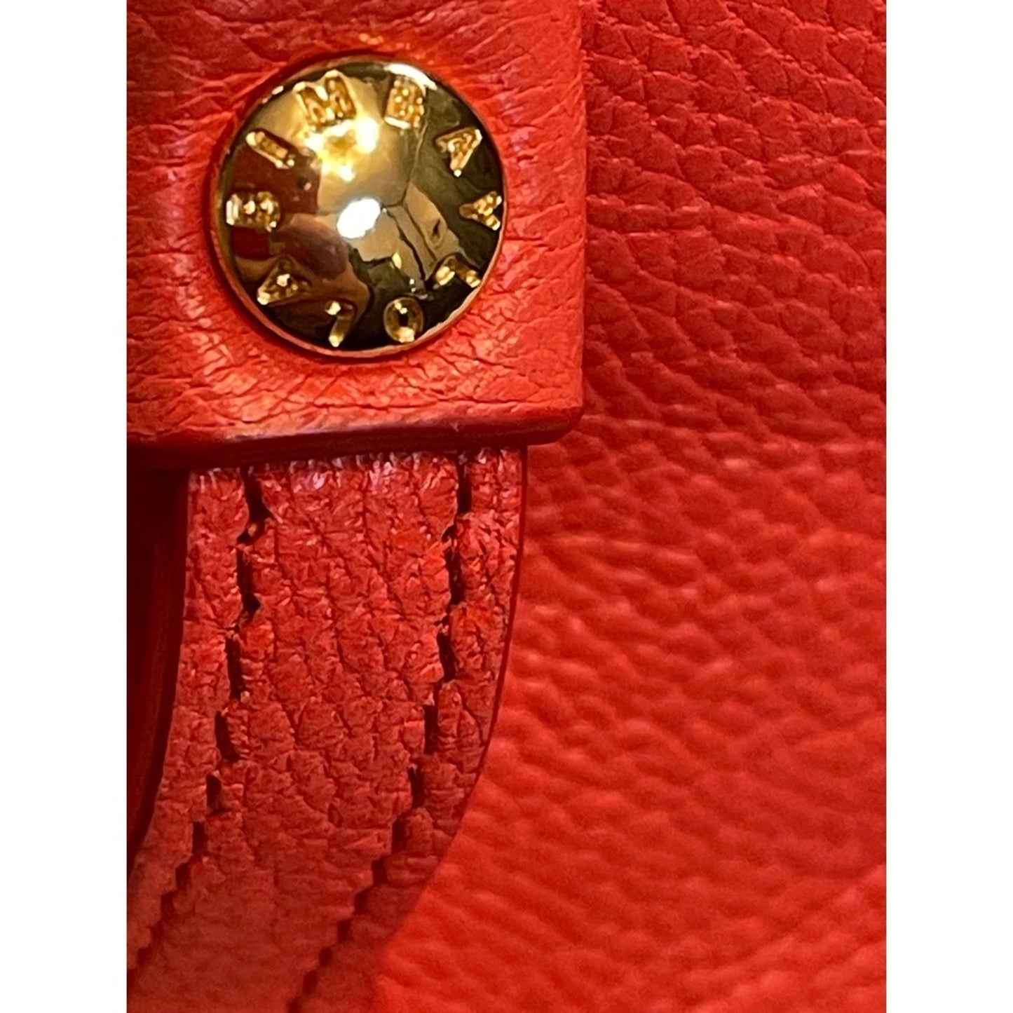 BIMBA Y LOLA Orange Leather Wristlet Clutch Wallet Gold Logo