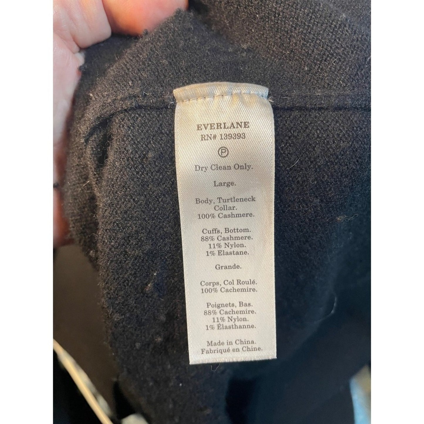 Everlane Black Cashmere Blend Turtleneck Sweater Dress Size L