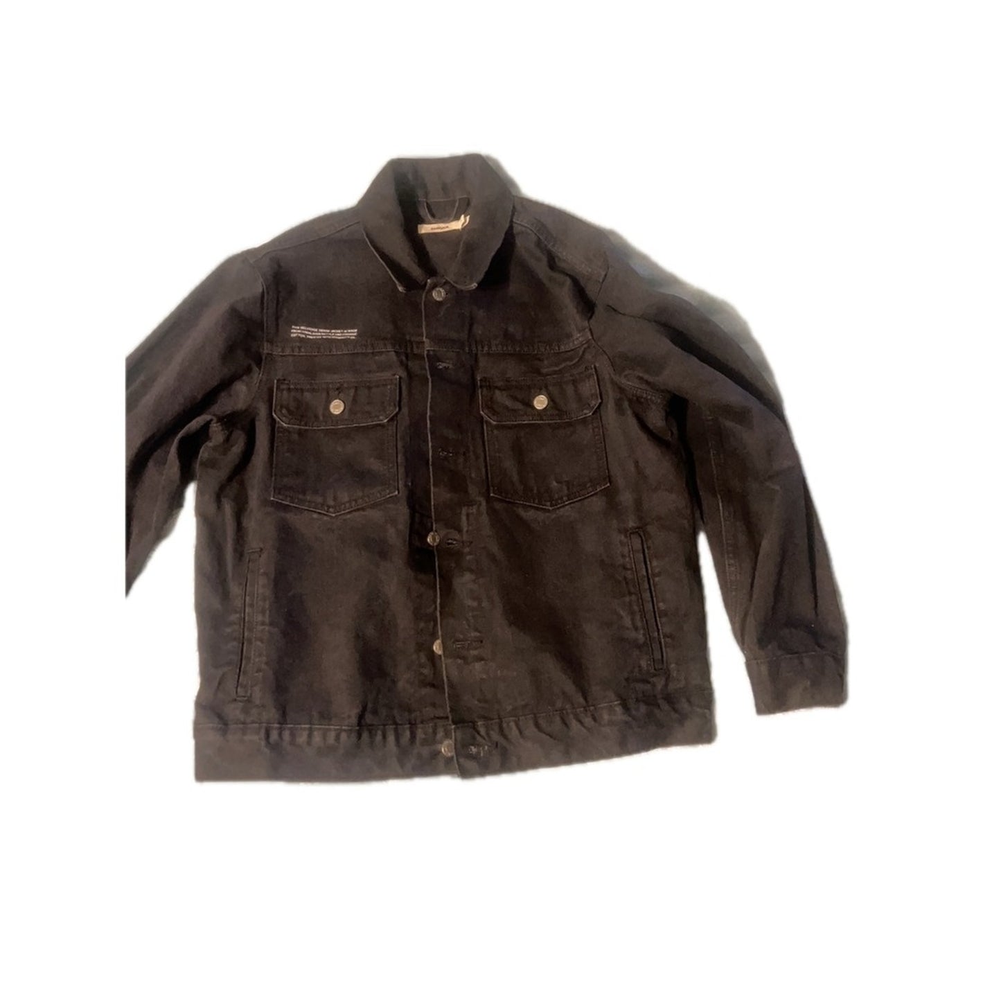Pangaia Denim Jacket Black Button Front Utility Style Medium