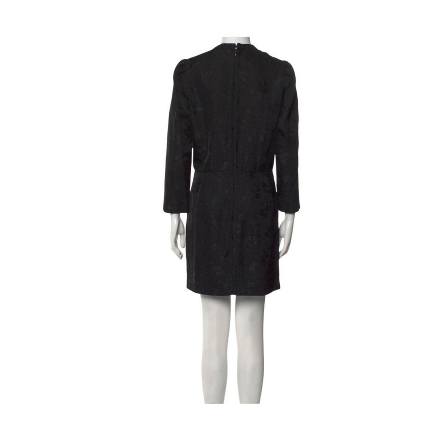 Sandro Black V-Neck Wrap Mini Dress Puff Sleeve Textured Size M