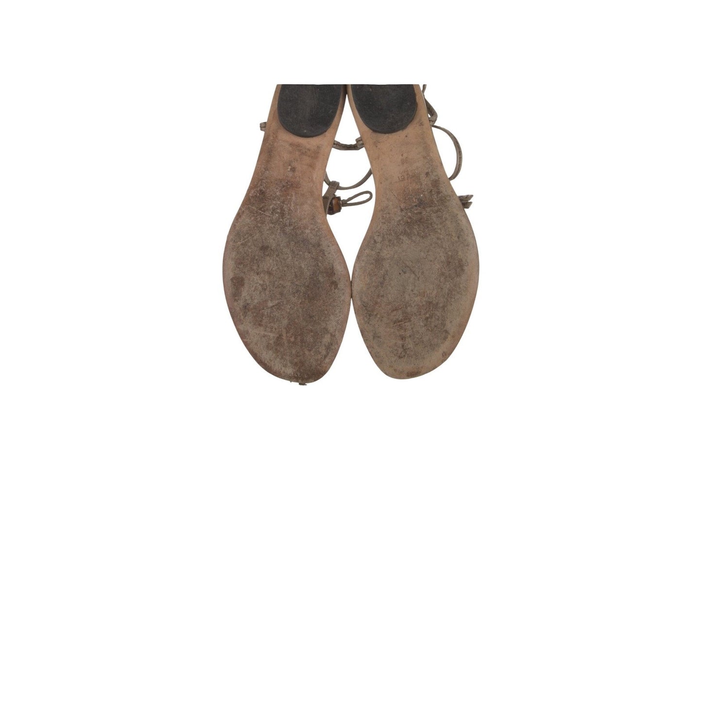 Gucci Bamboo Accent Metallic Leather Thong Sandals Champagne Size 8 IT 38