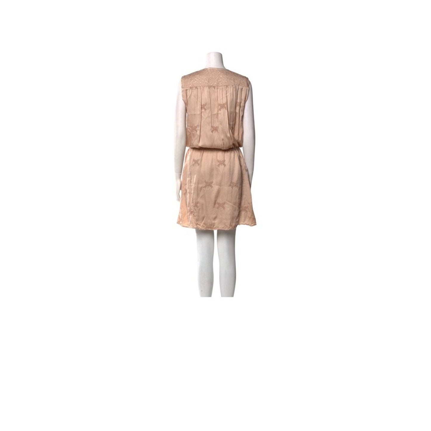 Zadig & Voltaire Crew Neck Mini Dress Beige Silk Blend Size M