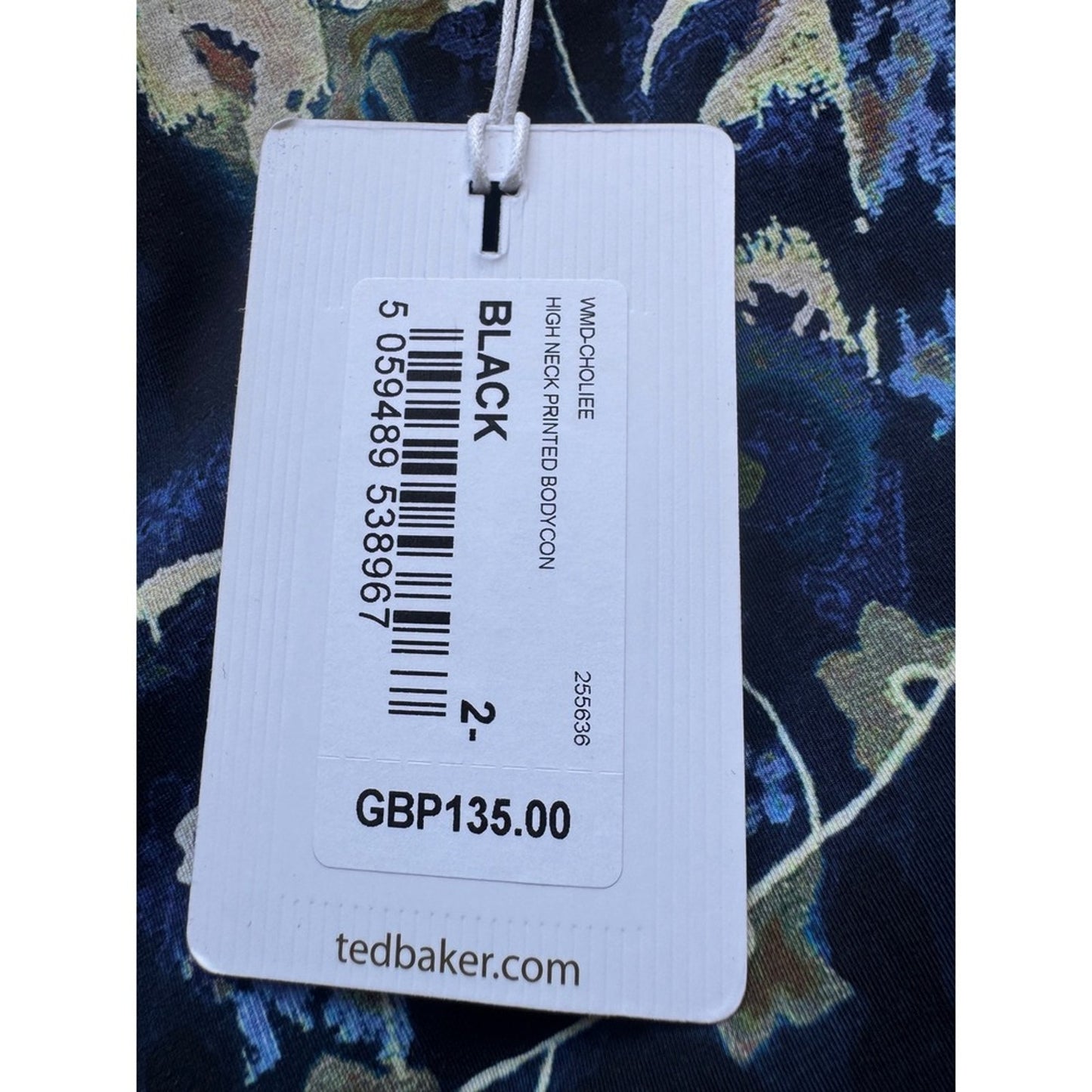 Ted NWT Baker London Black High Neck Printed Bodycon Maxi Dress Size 2