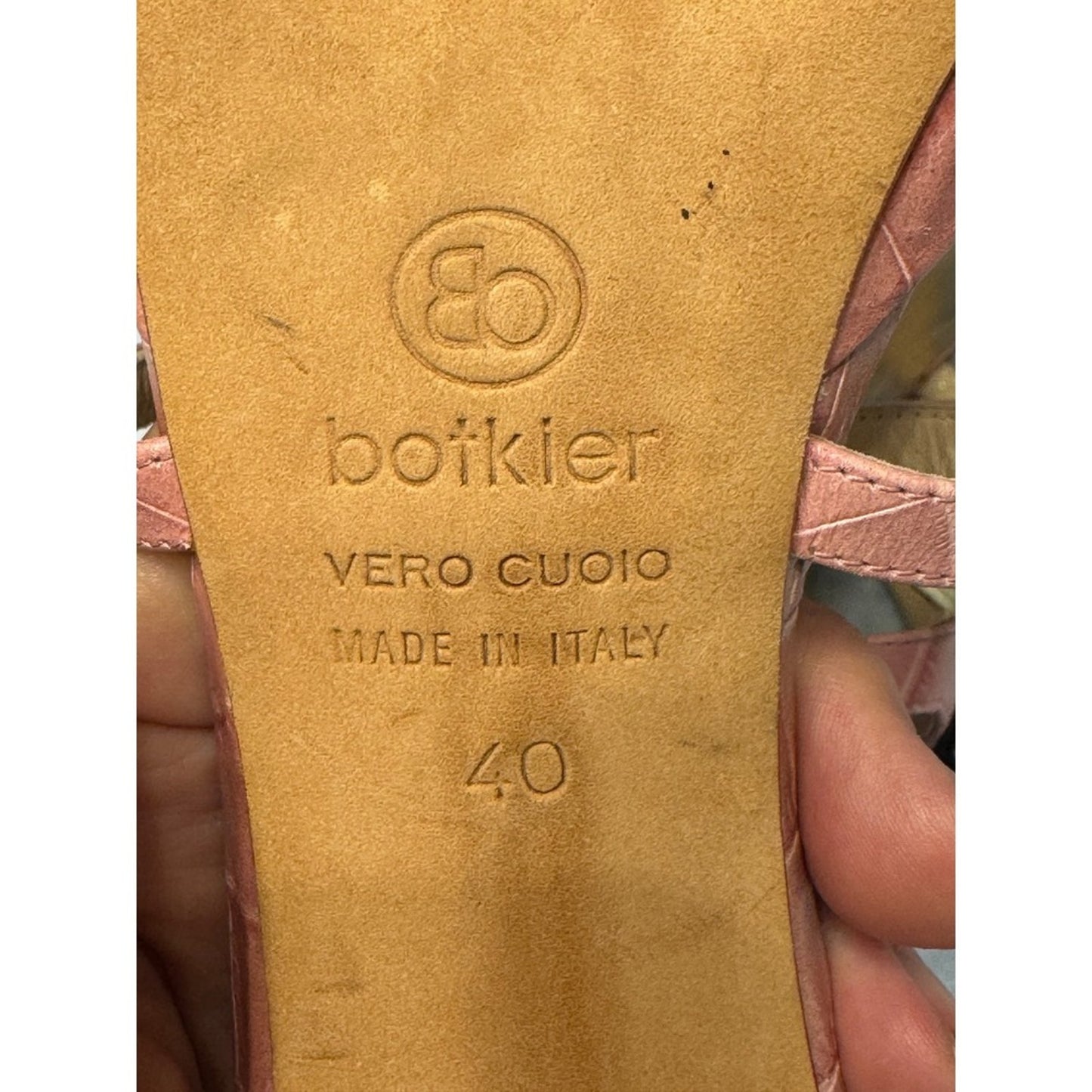 Botkier Pink Croc-Embossed Platform Sandals – Made in Italy – Size 40
