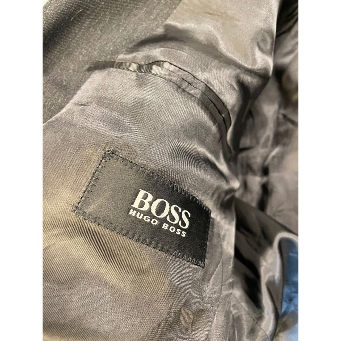 HUGO BOSS Super 100 Wool Double Breasted Blazer Black Mens44R