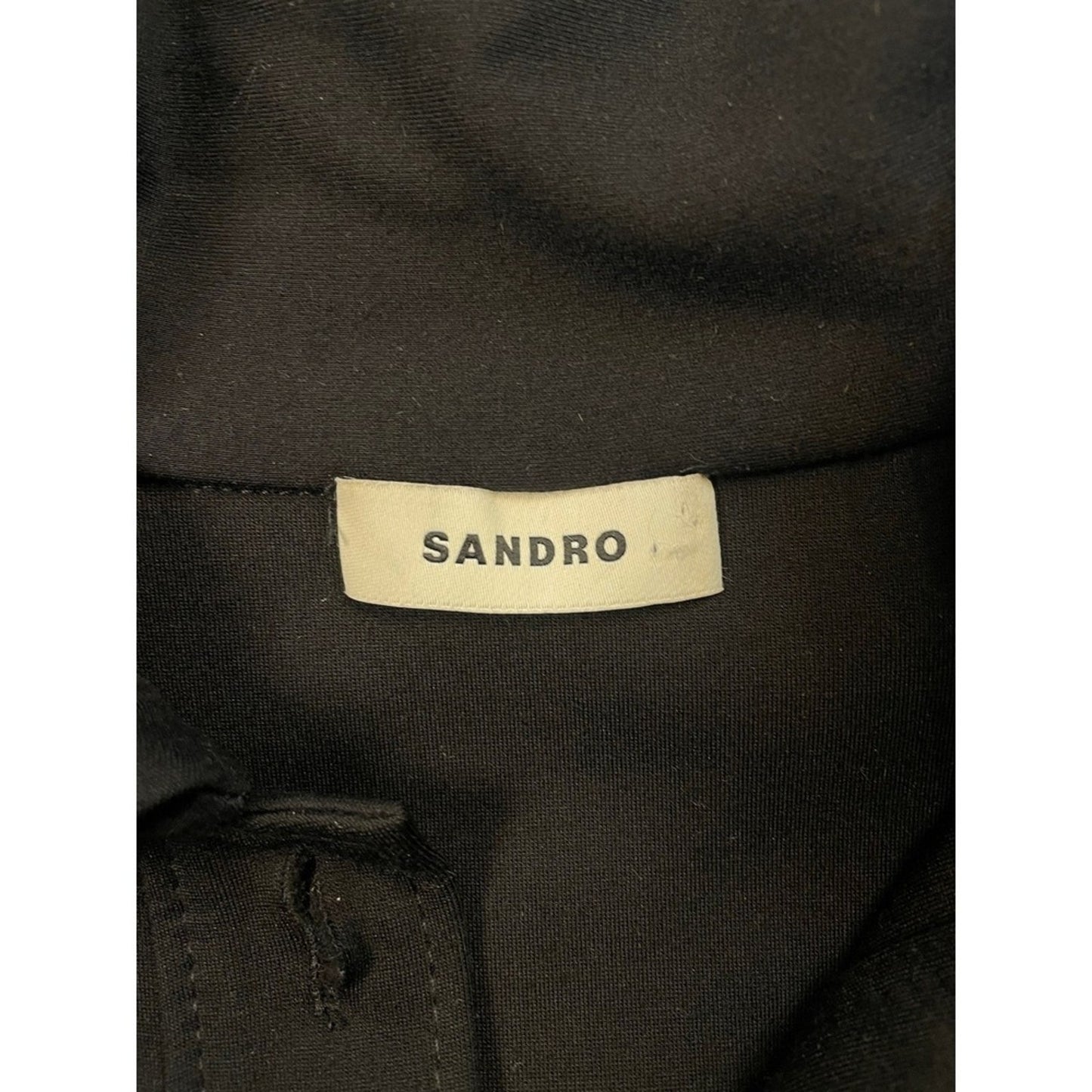 SANDRO Black Long Sleeve Collared Button Up Mini Dress Style SFPRO02529 size M