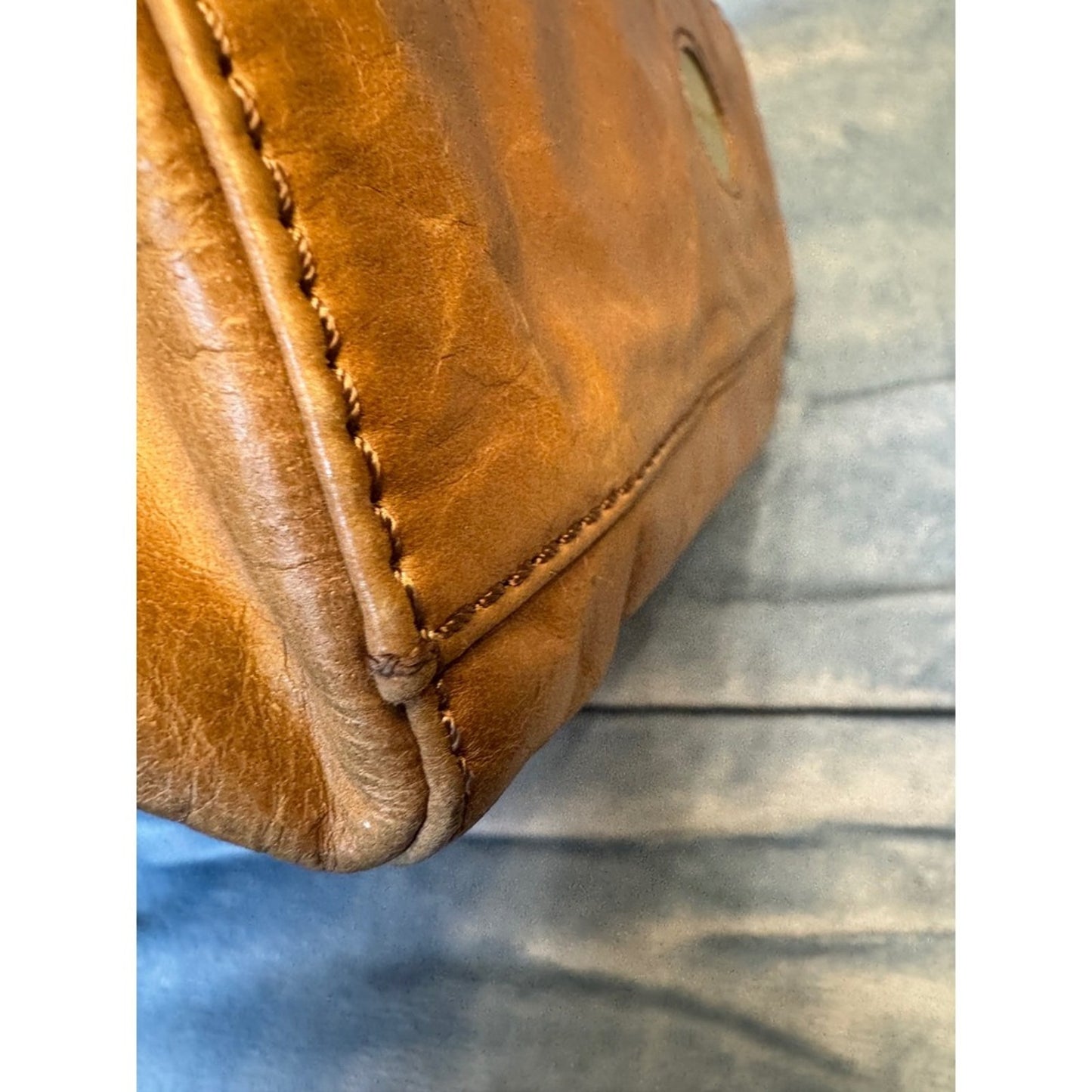 Cynthia Rowley Tan Leather Satchel Handbag Top Handle Bag Brass Lock