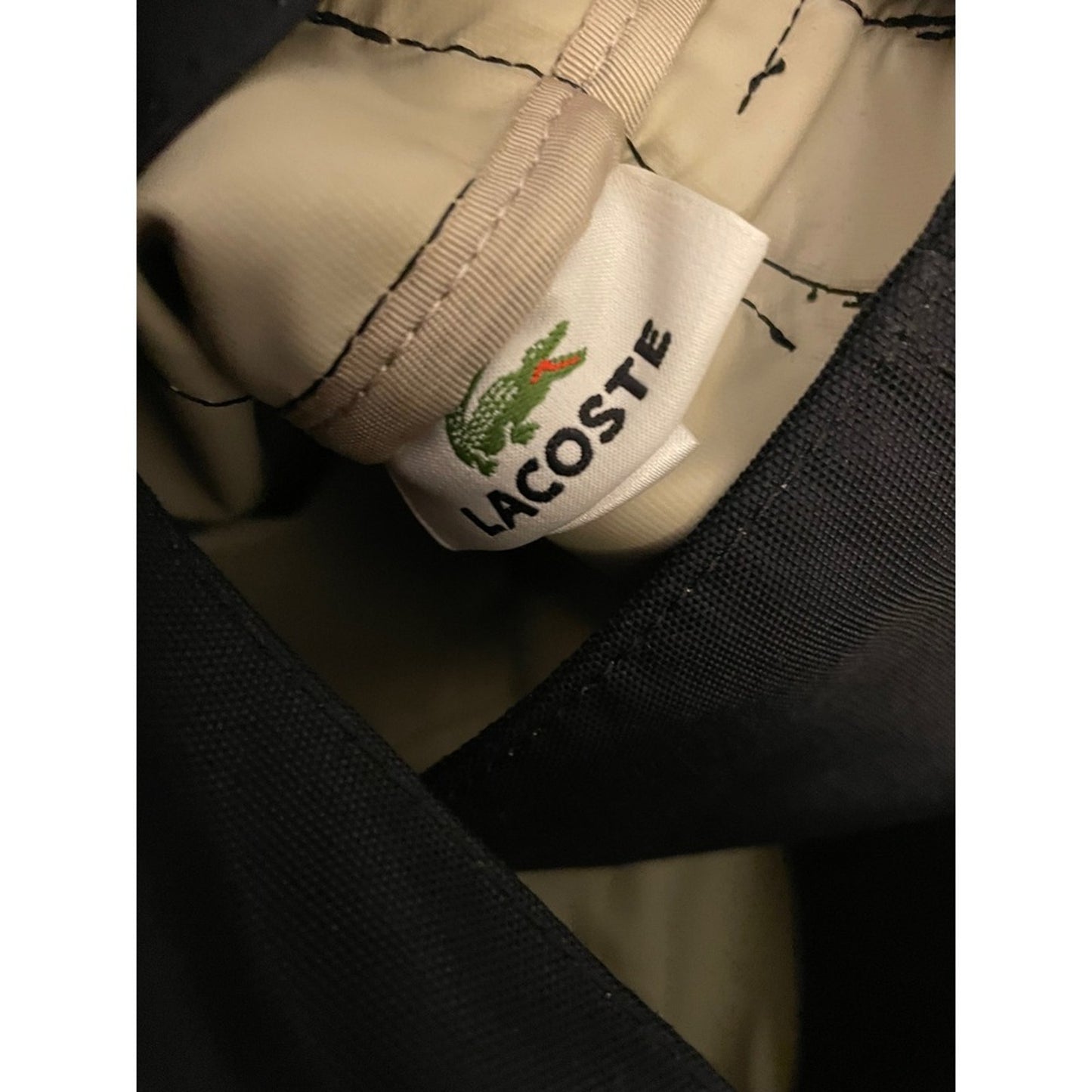 Lacoste Messenger Bag Black Nylon Crossbody Adjustable Strap Logo Patch