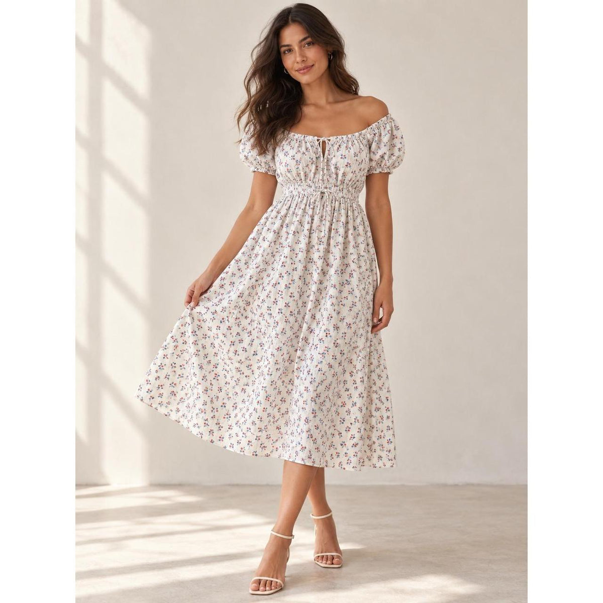 DÔEN Sarria Atticus Floral Smocked Midi Dress NWT Women's M
