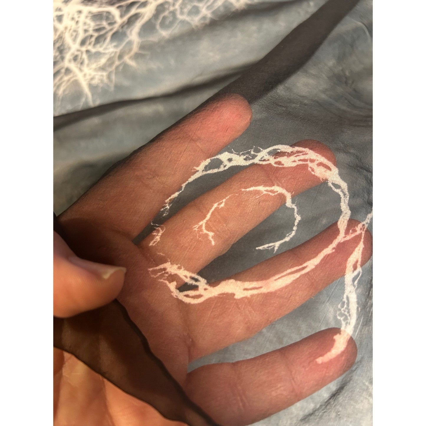 Alexander McQueen Sheer Black White Tree Print Scarf Gothic Dark Academia