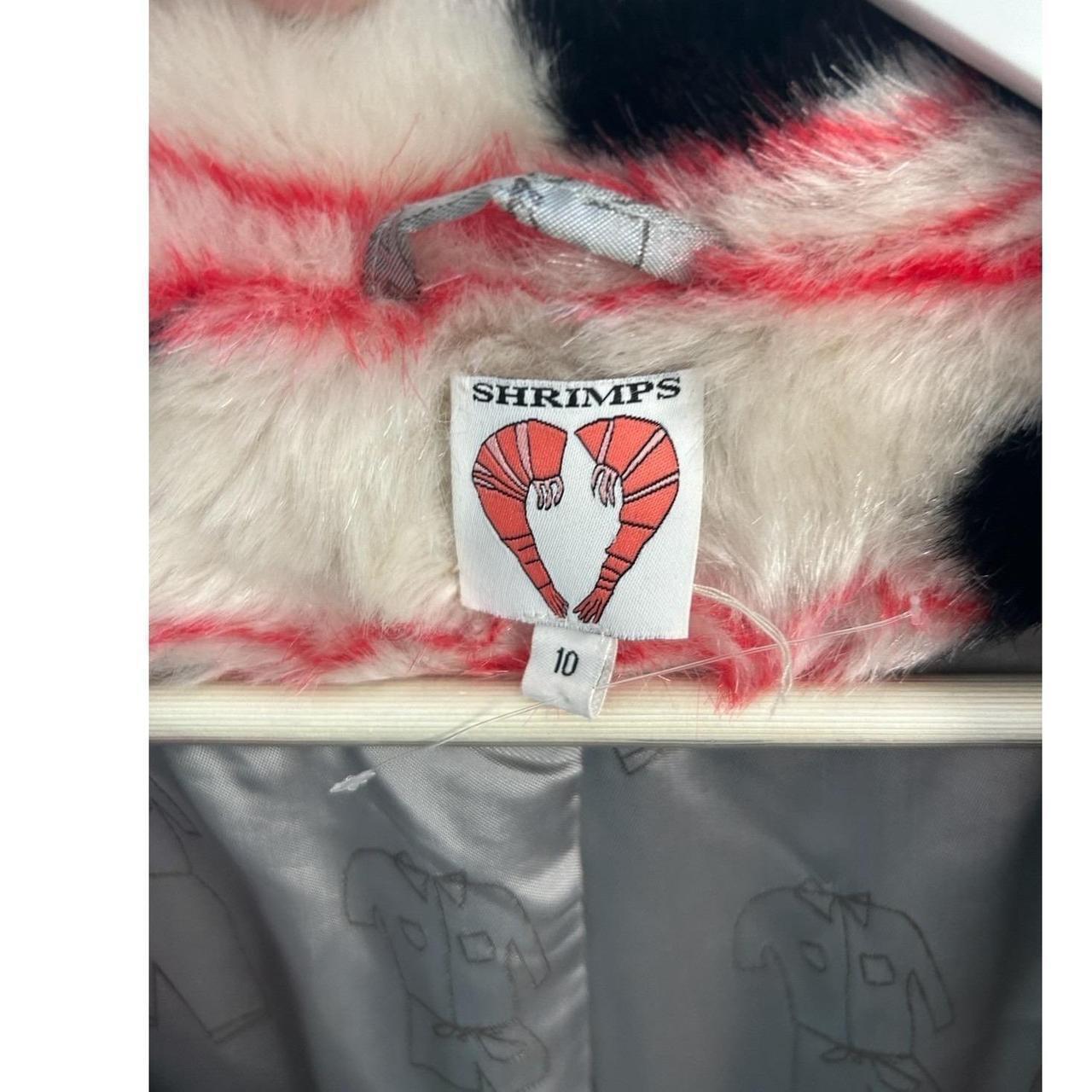Shrimps Pink Faux Fur Statement Coat UK 10 US 6 Graphic Stripe
