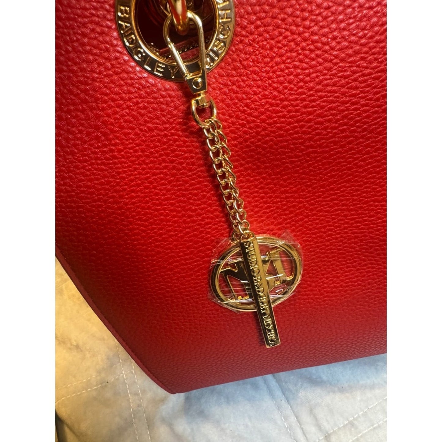 Badgley Mischka Studio Red Pebbled Leather Tote Bag – NWT