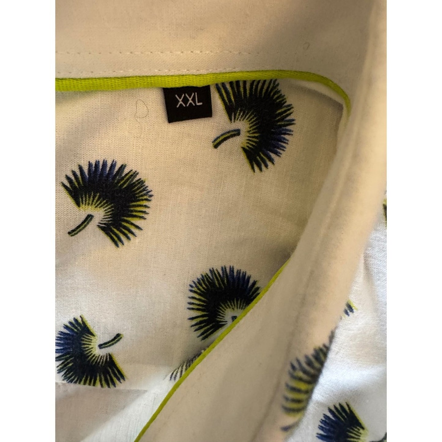 Hugo Boss Slim Fit Men's White Cotton Linen Short Sleeve Button Up Shirt XXL