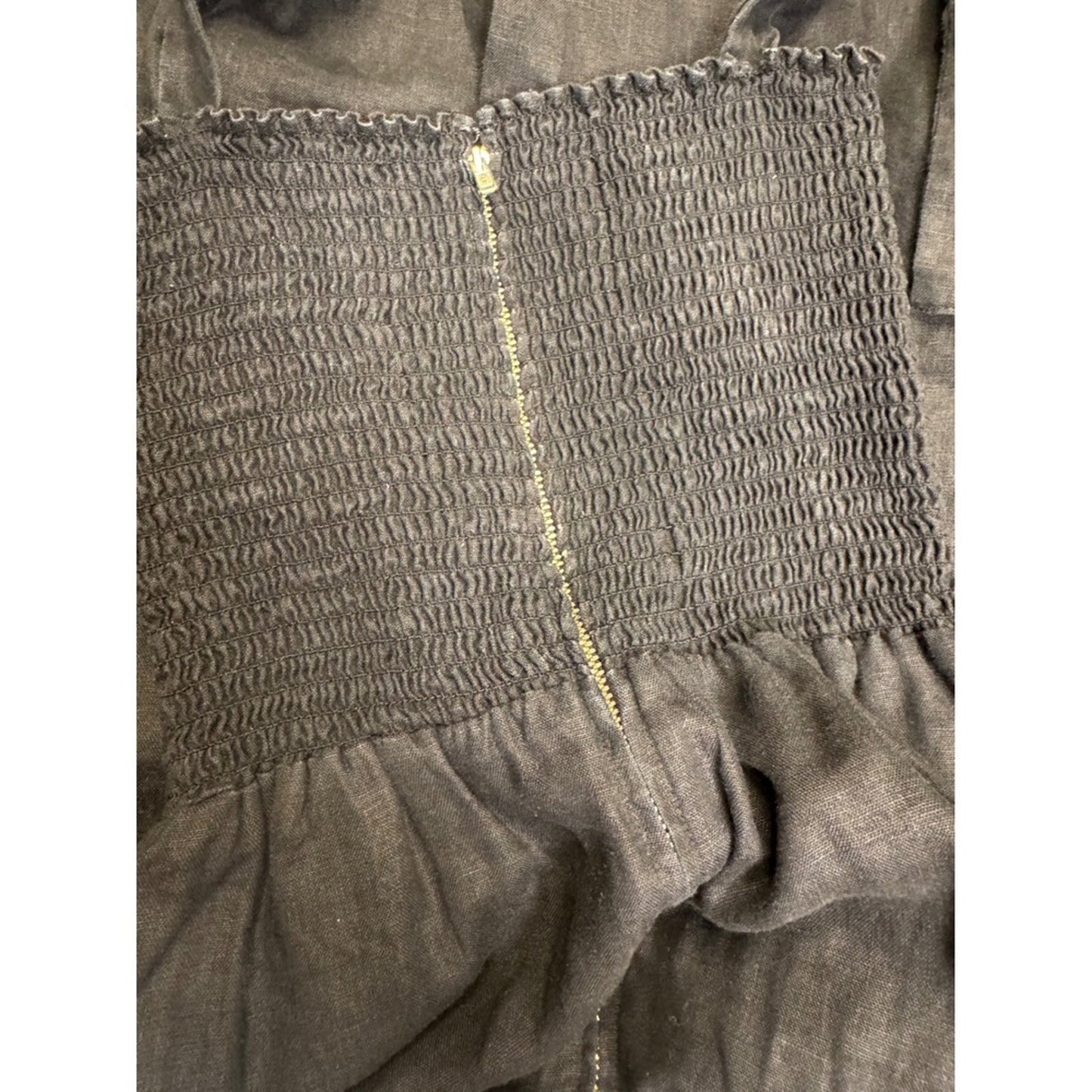 Reformation Linen Tie-Strap Midi Dress Black Size S