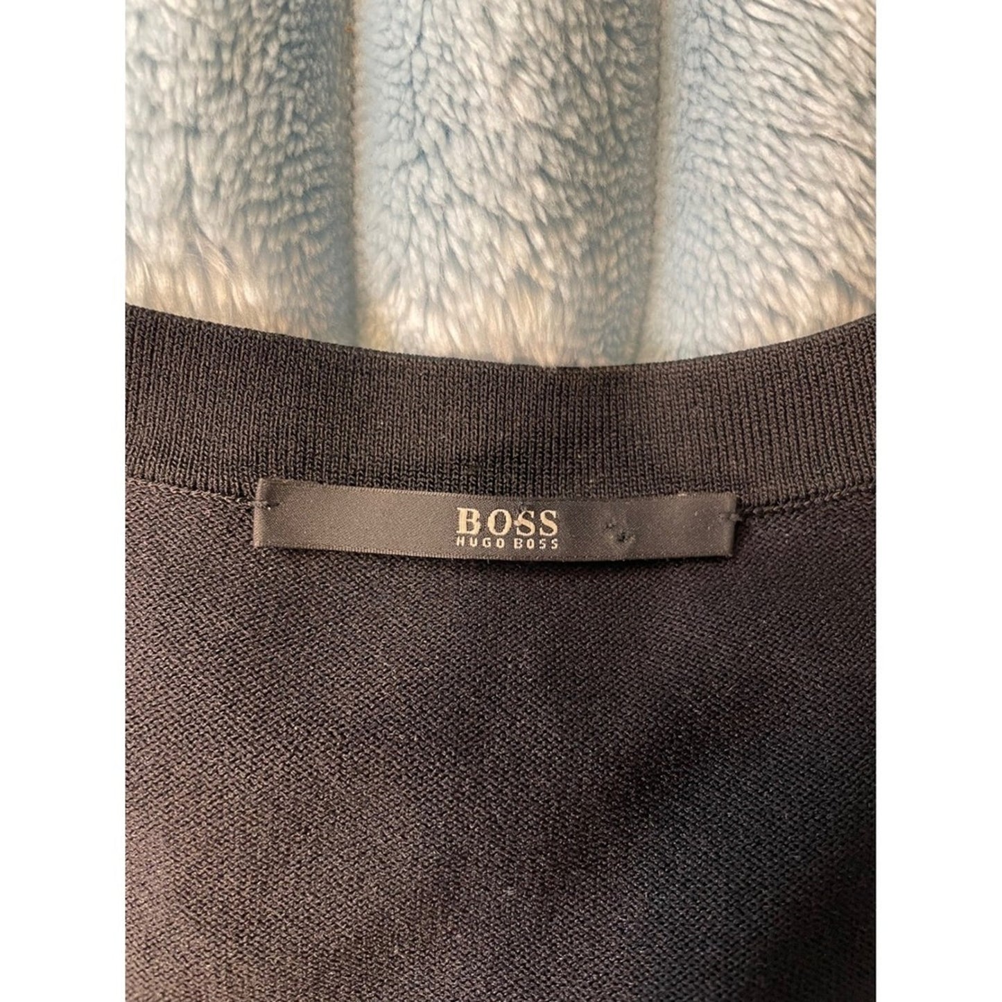 BOSS Hugo Boss Women Black Pleated Knit Sweater Dress Midi Long Sleeve Size M