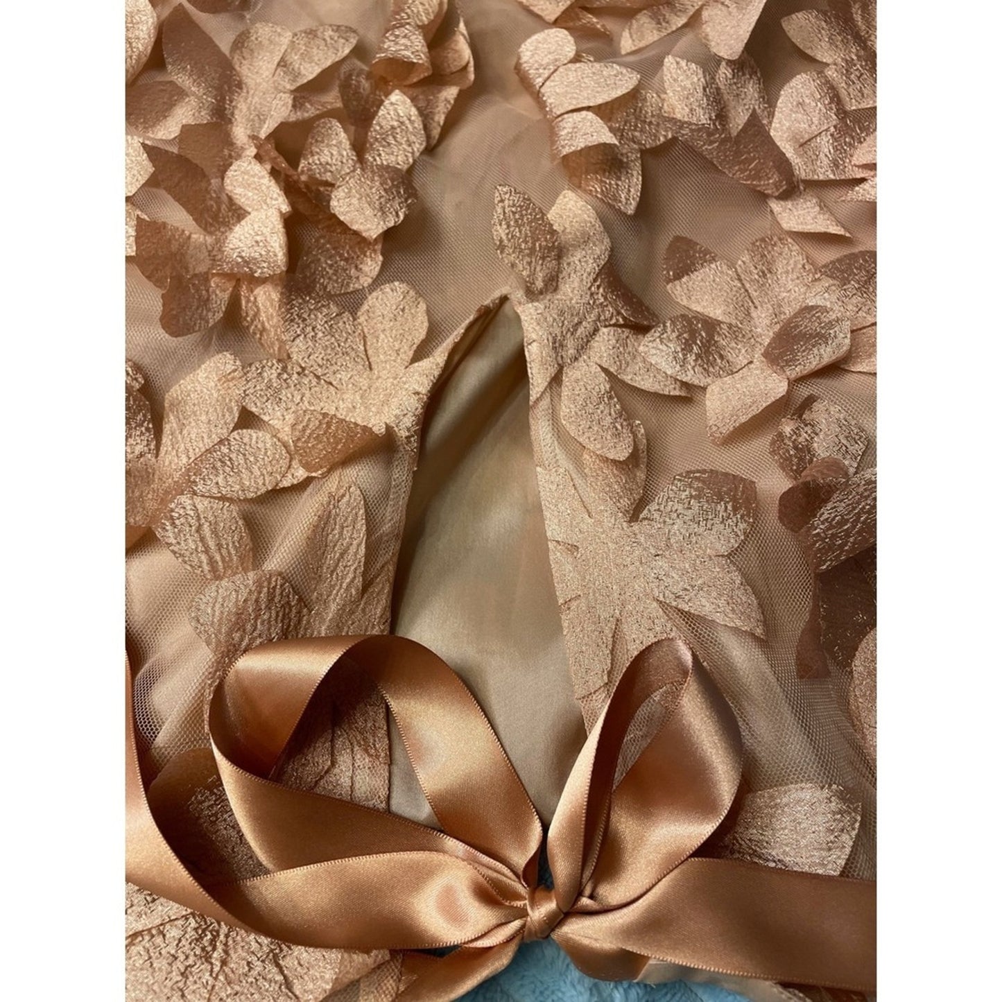 IDA SJÖSTEDT JOELY DRESS NUDE FLORAL APPLIQUE TULLE BOW BACK SIZE 36 4-6 USA NWT
