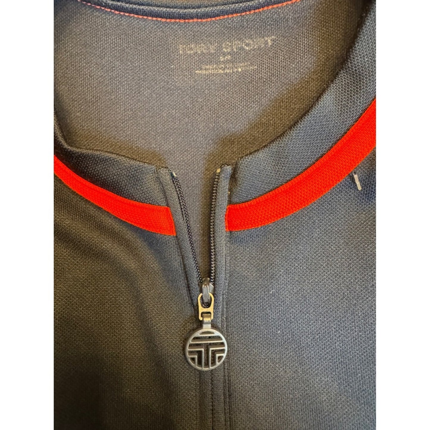 Tory Sport Dress Sleeveless Zip Front Athletic Navy Red Trim