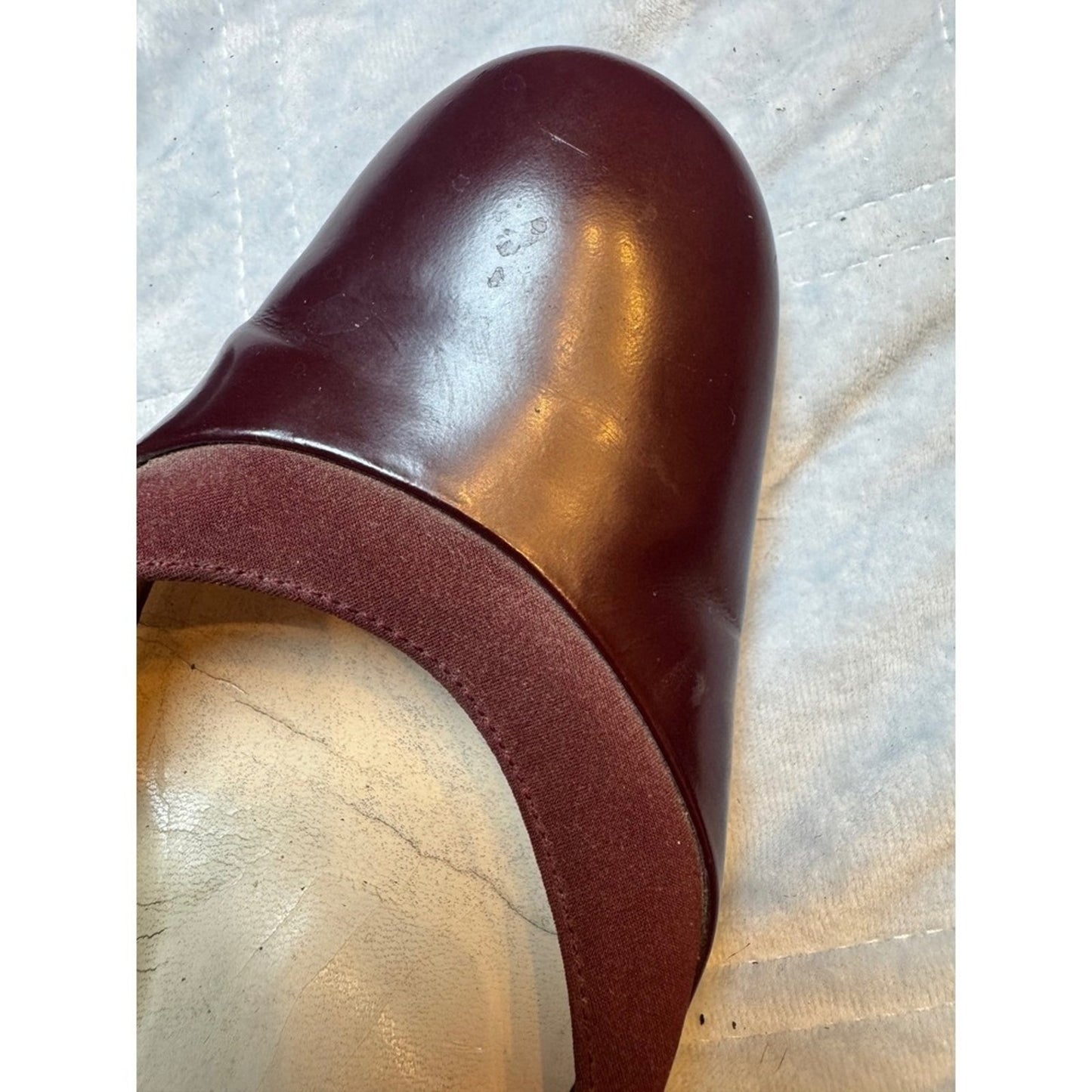 AK Anne Klein Burgundy Leather Ankle Strap Heel Pumps Shoes Women's Size 9M