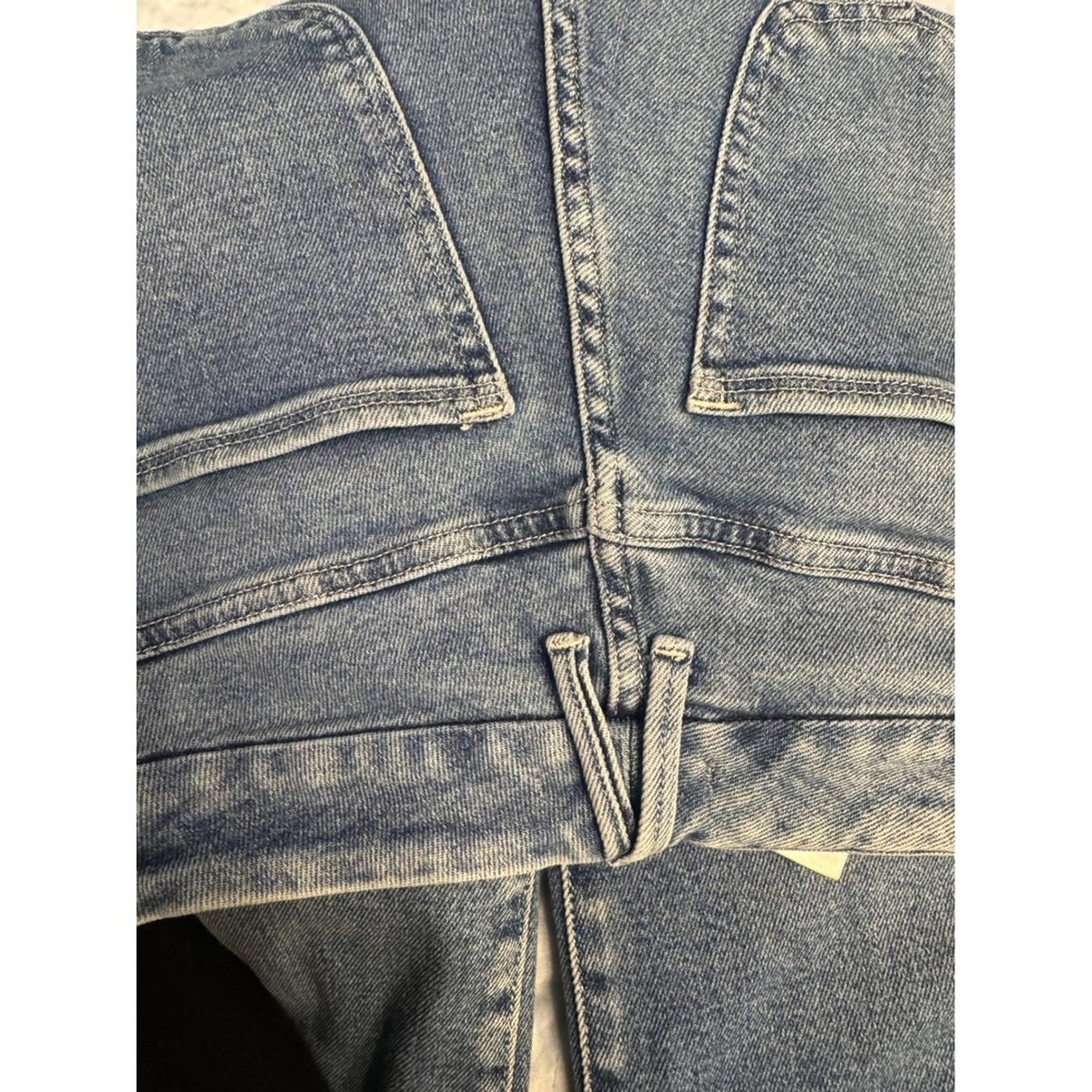 Good American Good Waist Palazzo Wide Leg Cropped Jeans Size 2/26 Blue Denim