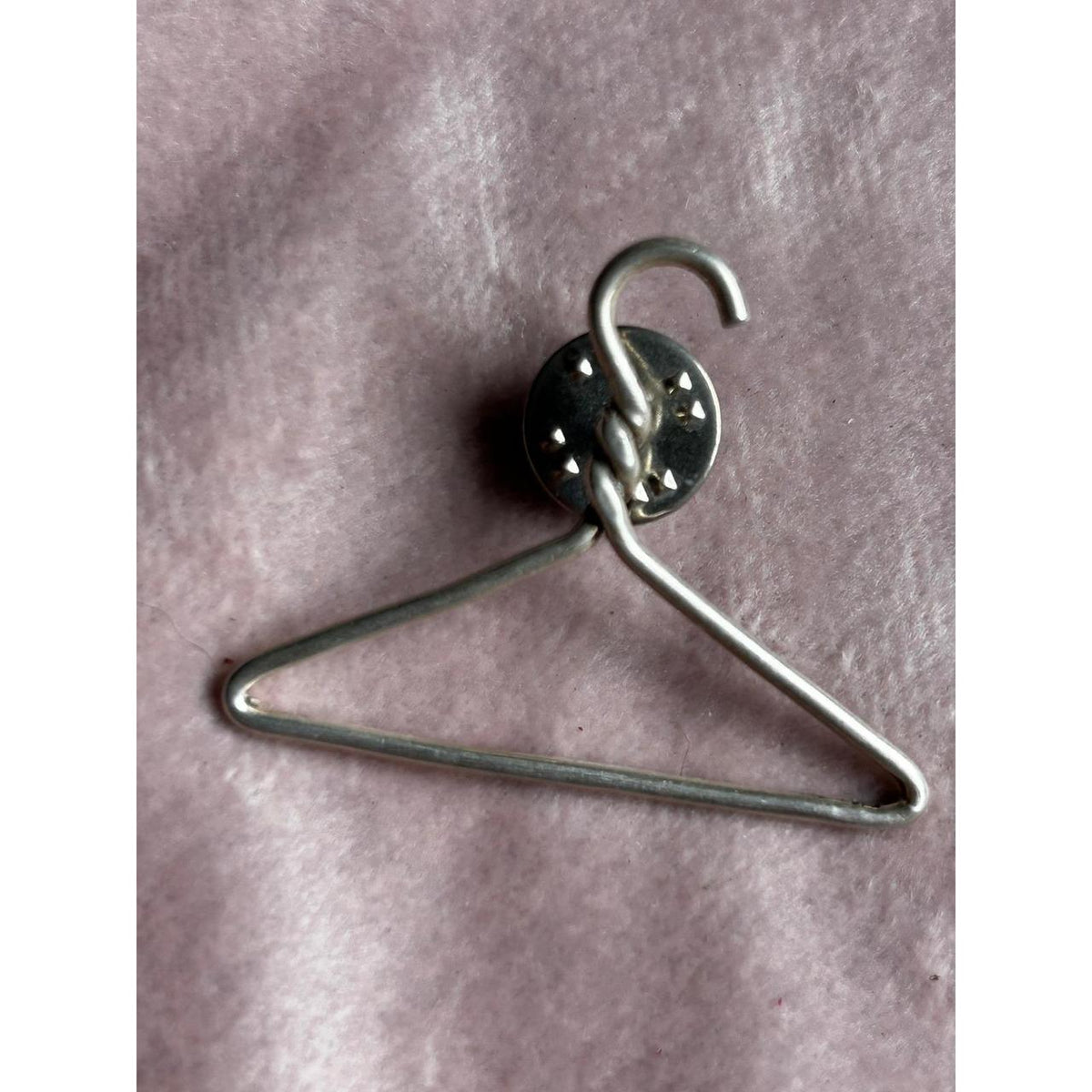 Silver Clothes Hanger Lapel Pin Novelty Fashion Stylist Accessory Brooch