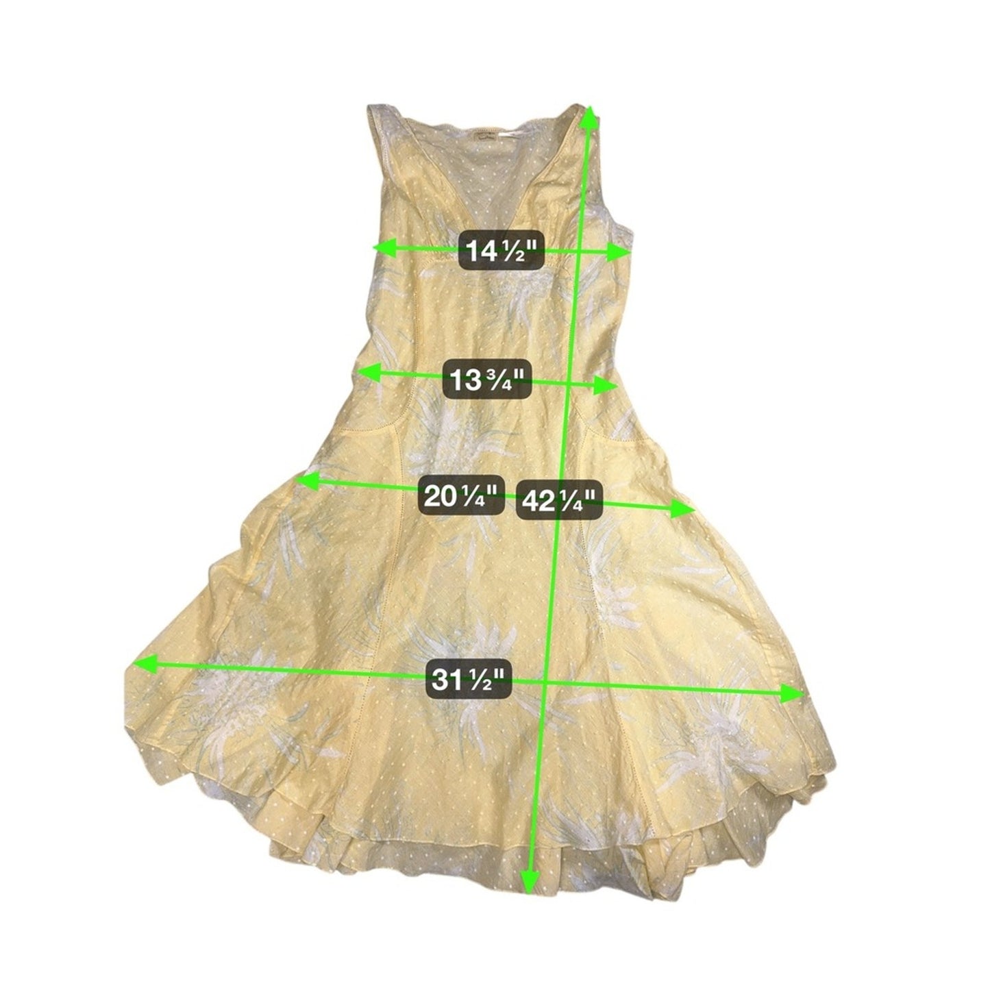 Max Studio Special Edition Yellow Floral Sleeveless Dress Size 8