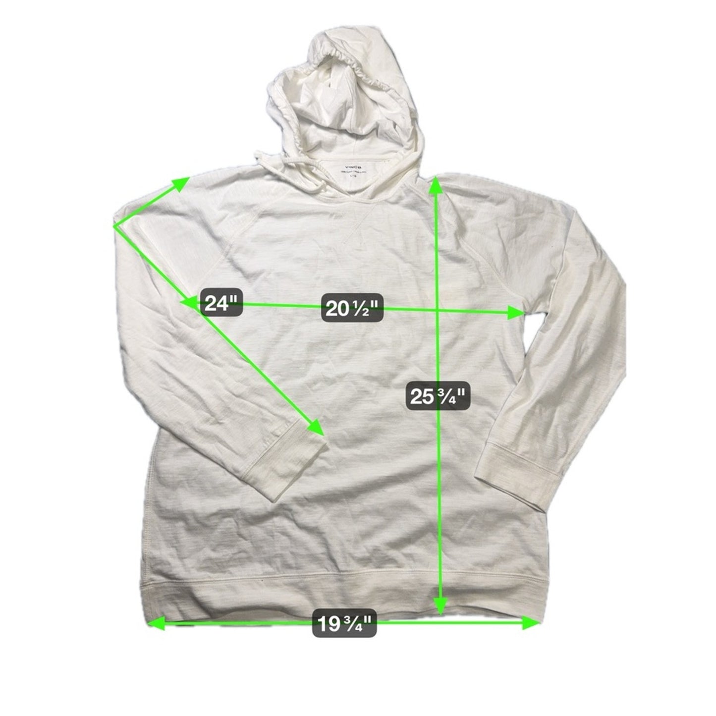 Vince White Lightweight Cotton Hoodie – Size L