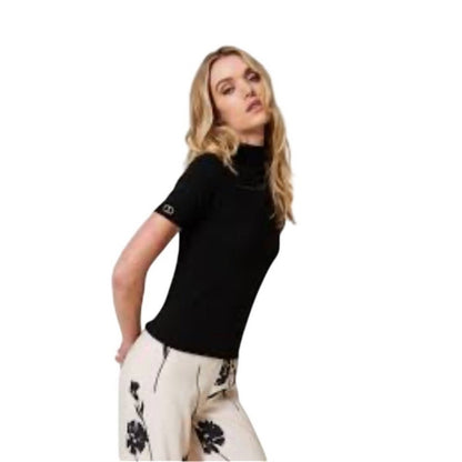 TWINSET Milano Black Short Sleeve Turtleneck Sweater Top Size Xs NWT