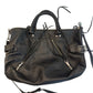 Rebecca Minkoff Black Leather Moto Satchel Crossbody Bag Silver Hardware