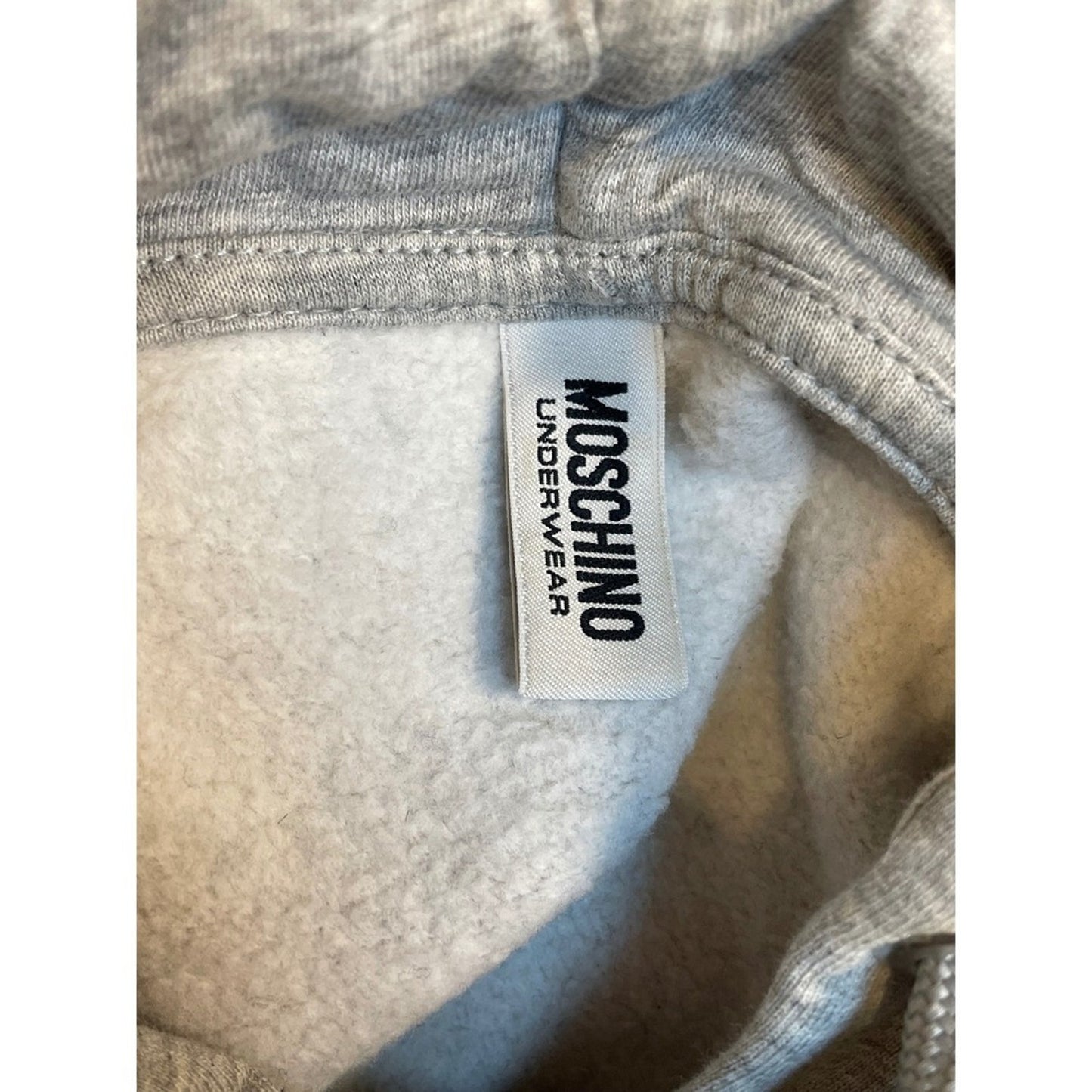 Moschino Underwear Grey Teddy Bear Hoodie Zip Up Sweatshirt size M