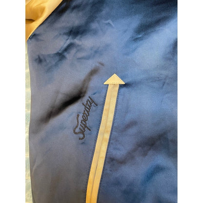Superdry Mens Bomber Jacket Blue Satin Eagle Embroidery Los Angeles CA Size M