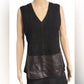 Vince Black Suede & Leather V-Neck Tank Top