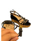Prada black patent leather cork wedge sandals, made in Italy, size 38.5, /8