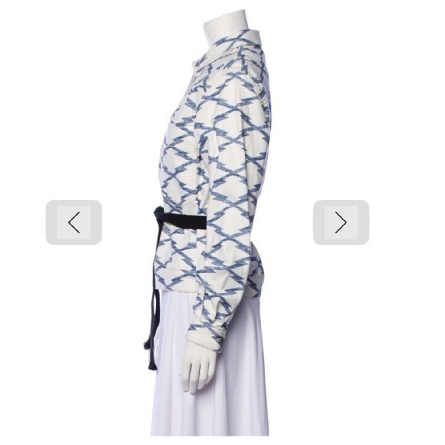 Isabel  Marant  Blue Geometric Print Long Sleeve Button Up Jacket size M