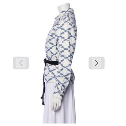 Isabel  Marant  Blue Geometric Print Long Sleeve Button Up Jacket size M