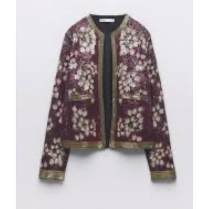 ZARA Limited Edition Embellished Floral Sequin Jacket – NWT - size L