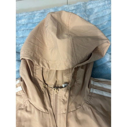 Adidas Parley Windbreaker Dress Beige Drawstring Hooded Athleisure Womens M
