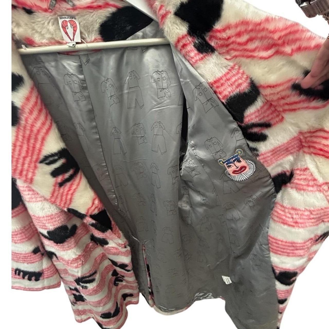 Shrimps Pink Faux Fur Statement Coat UK 10 US 6 Graphic Stripe