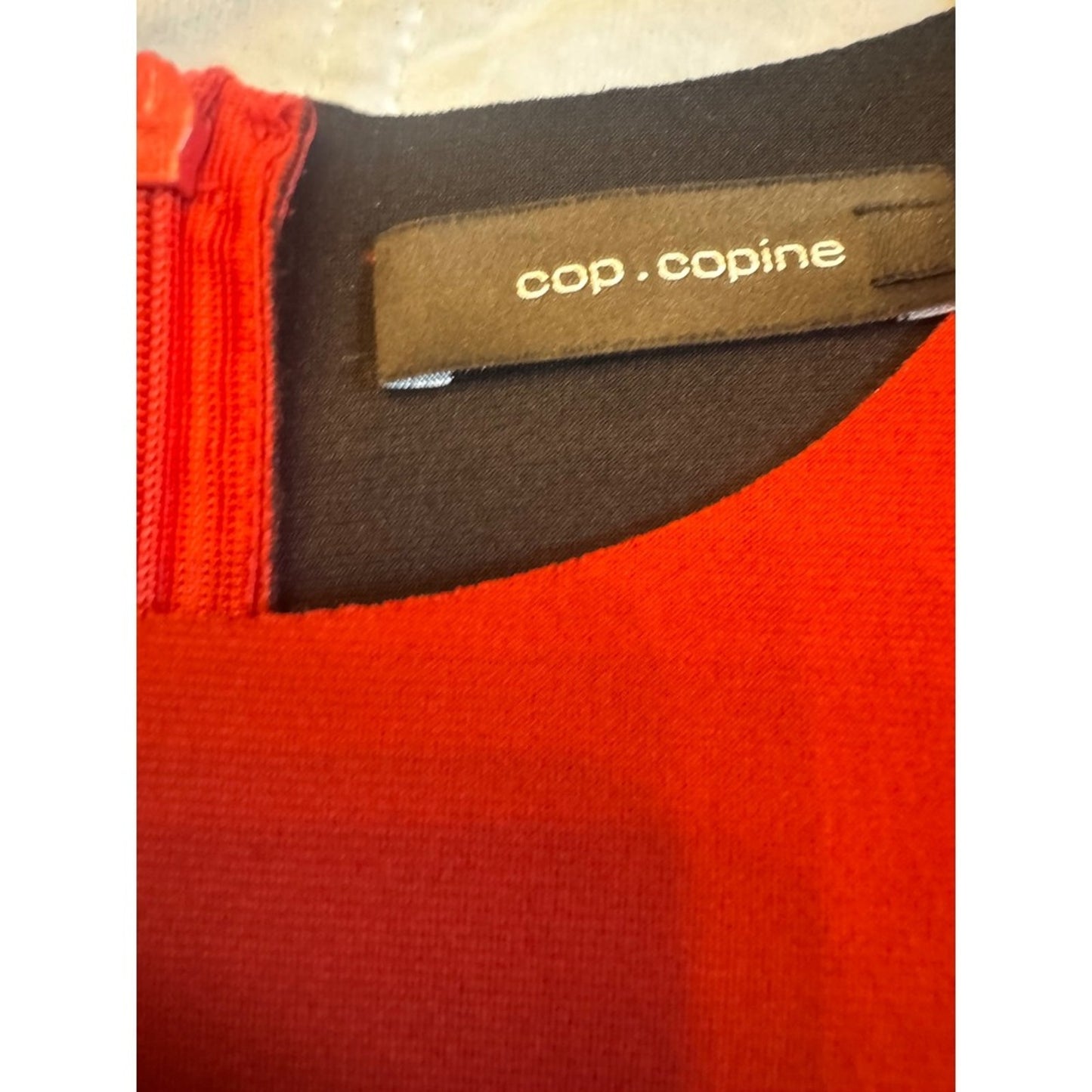 Cop.Copine Red Sleeveless Dress A-Line Midi Pocket Detail Modernist