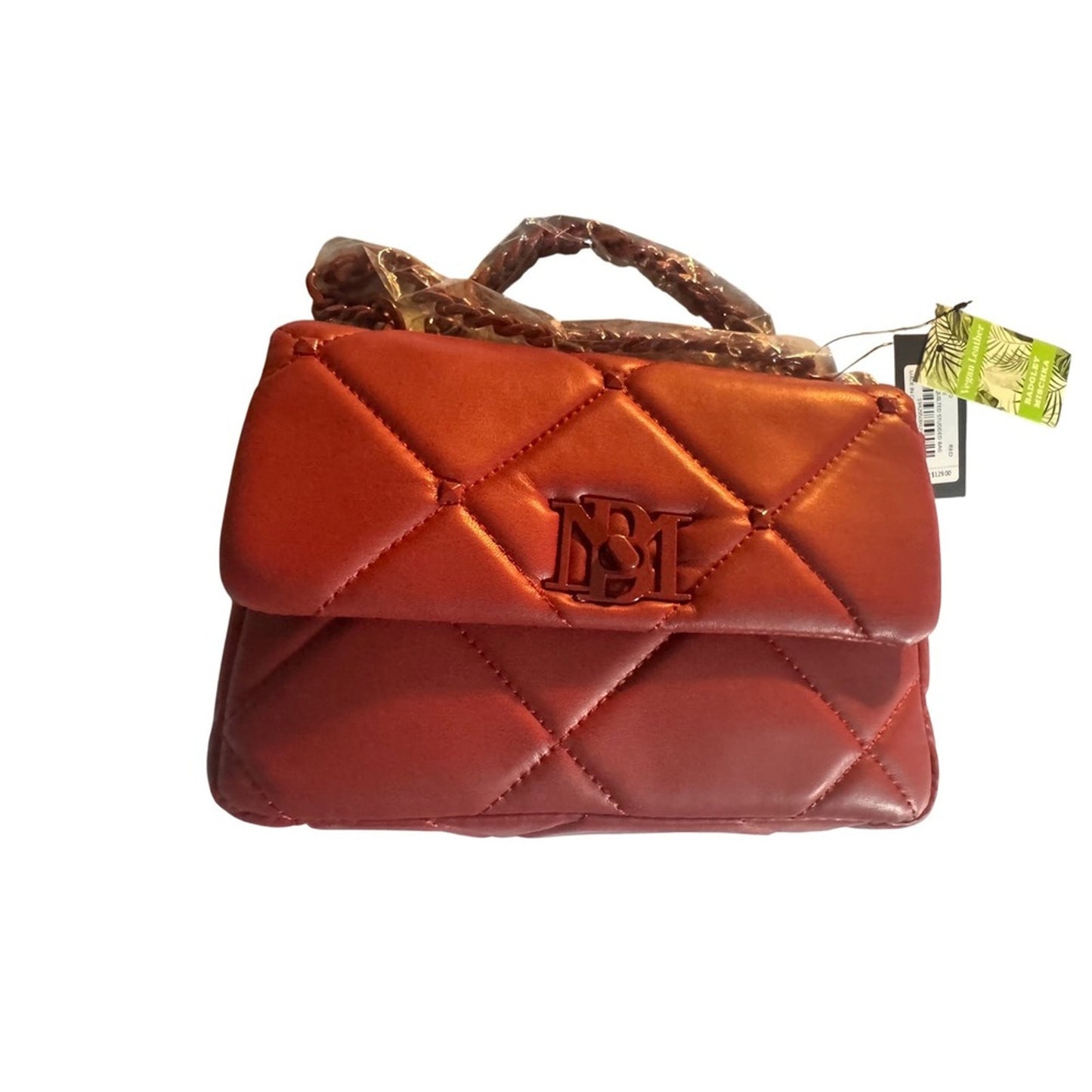 Badgley Mischka Small Quilted Studded Bag Red Chain Strap Handbag Purse