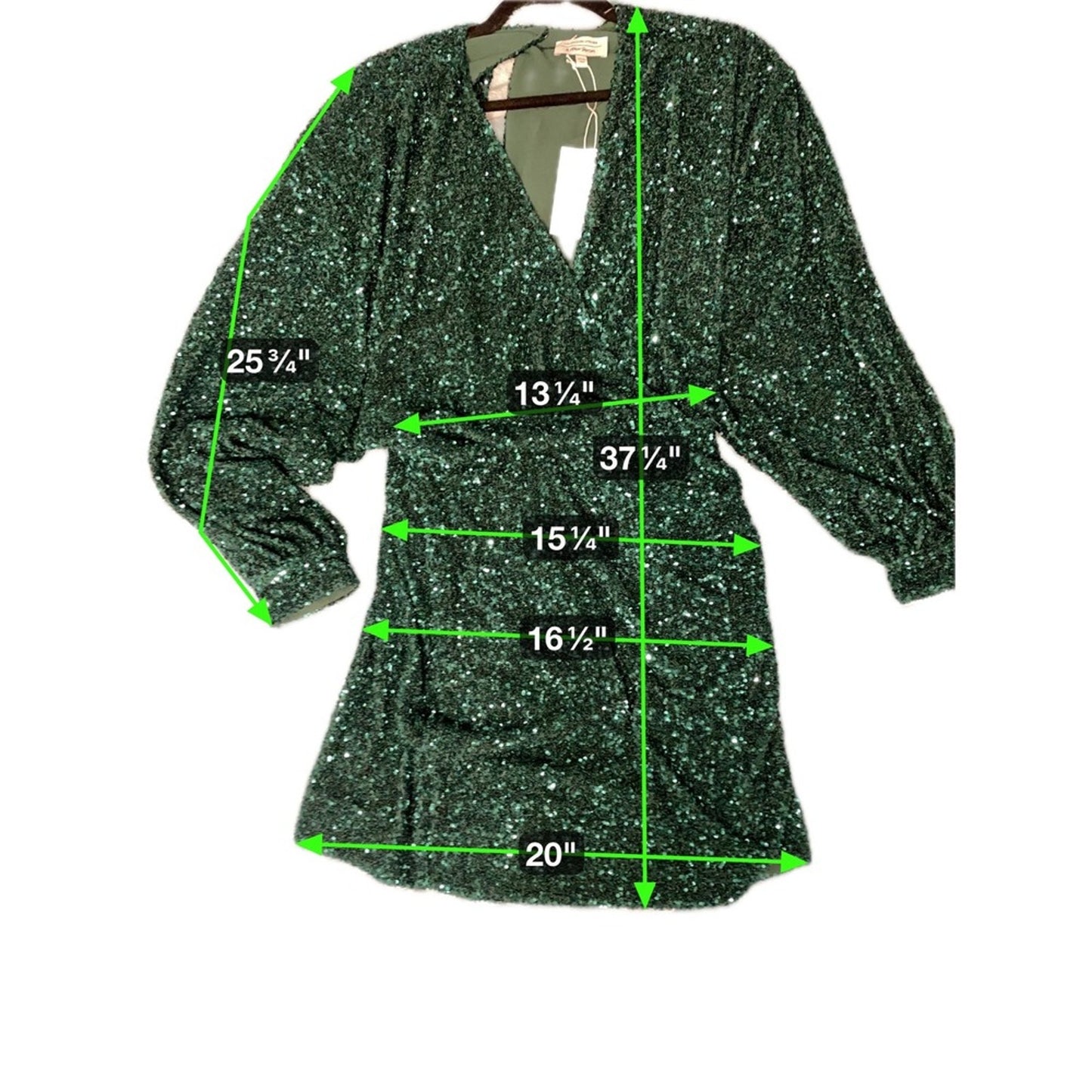 Other Stories Green Sequin Wrap V Neck Long Sleeve Mini Dress NWT size 10