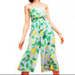 Anthropologie Maeve Blue and‎ Green Geometric Lemon  Strapless Jumpsuit
