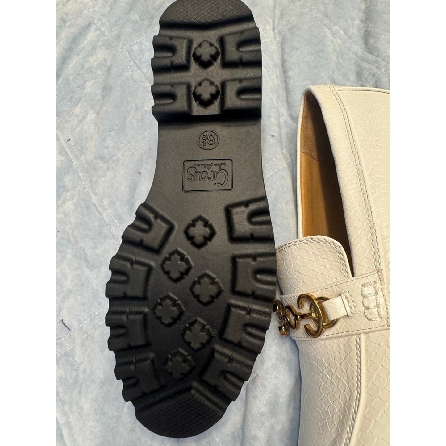 Circus by Sam Edelman Loafers Womens Size 8.5 White Lug Sole Gold Hardware
